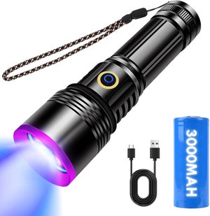 Torcia a raggi ultravioletti con luce UV, 100 LED, 395 nm, rilevatore di macchie di urina per gatti secchi/cani che curano la resina UV, pulizia della torcia OCD, ricerca di palline da
