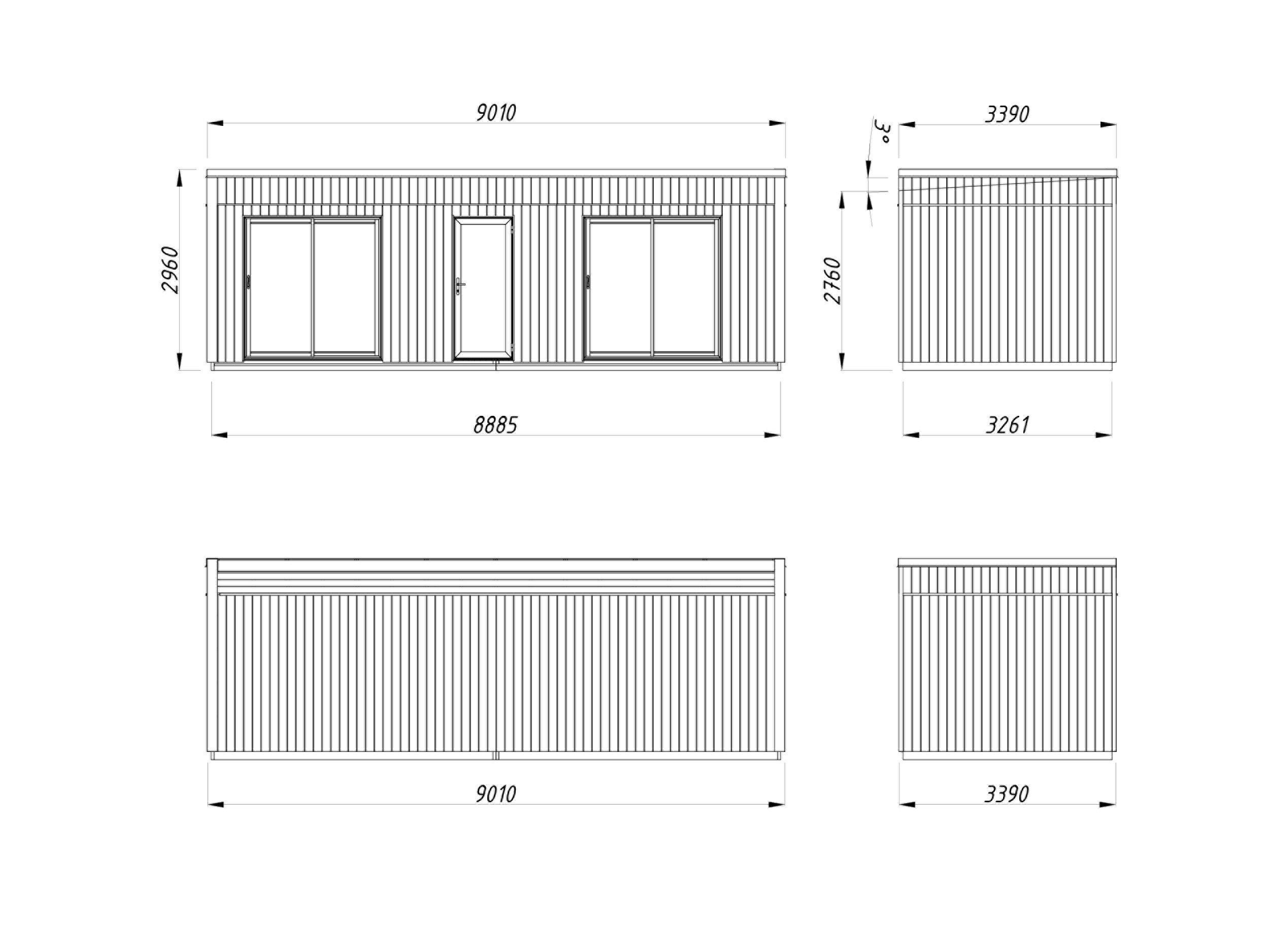 Tiny house en bois Rebekka - PALMAKO - 22,4 m² - 901 x 339 cm - Baies coulissantes double vitrage trempé - 8