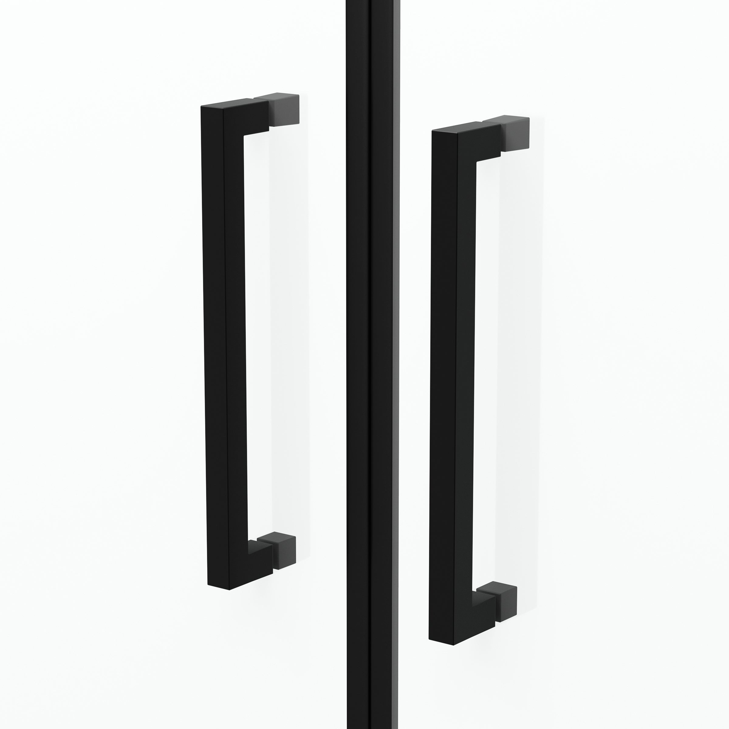 Porte de Douche Double Battant 90x200cm - Verre Trempé Transparent 6mm - Profil Noir Mat - 2