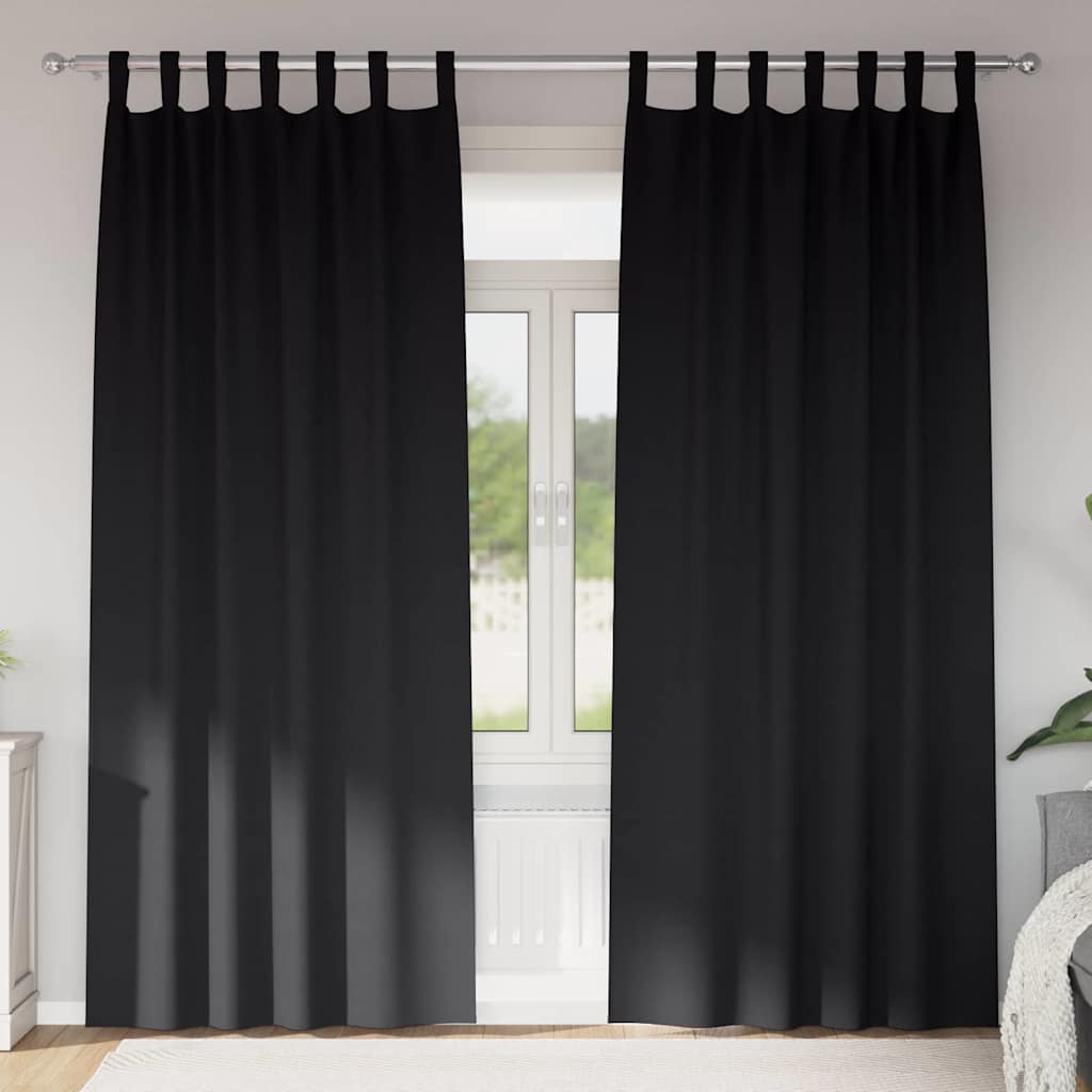 Firany blackout z kółkami 2 pcs Czarny 260 x 140 cm Poliester vidaXL