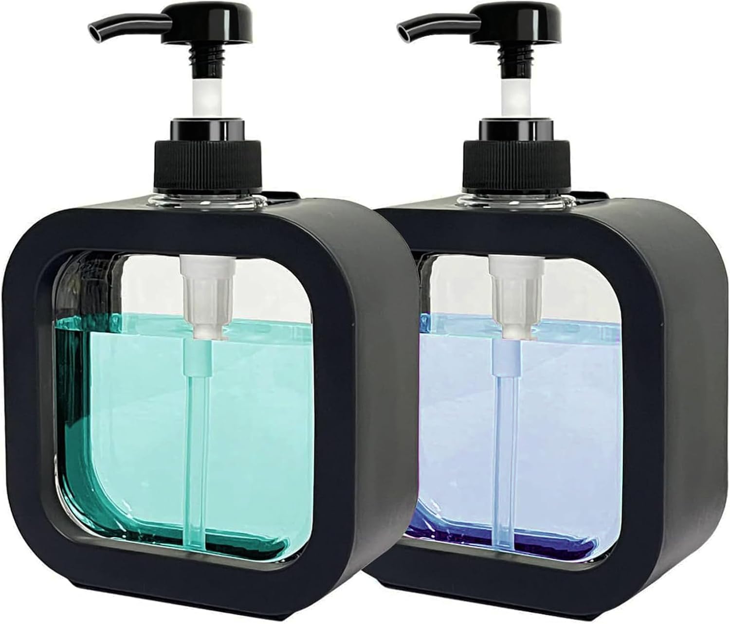 Dozownik mydła do kuchni i łazienki, 300 ml, czarny, 2 sztuki