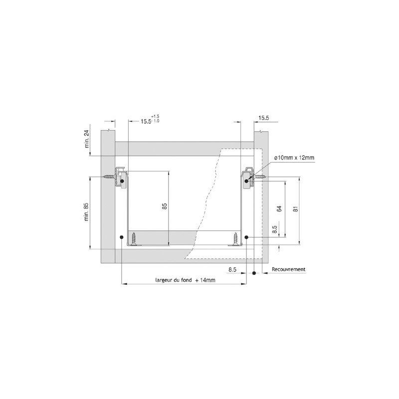 Côtés de tiroirs sortie 3/4 - haut 85 - Longueur : 350 mm - HARN - 4