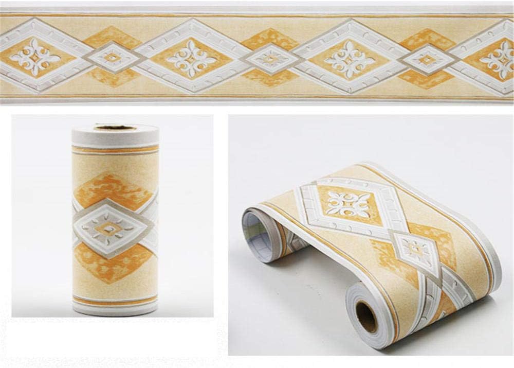 Cenefa de papel pintado europeo amarillo extraíble para pared, PVC, impermeable, zócalo de 10 cm x 900 cm