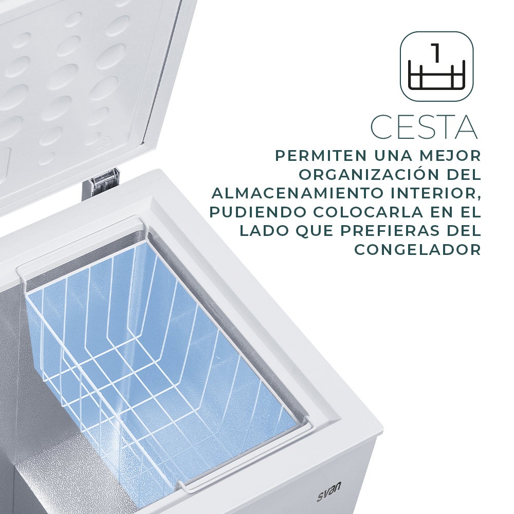Congelador Horizontal Svan, SCH1501EDC, Capacidad 142 Litros, Dual Cooling, 1 Cesta, Bajo Nivel Sonoro, Eficiencia Energética Clase E - 6