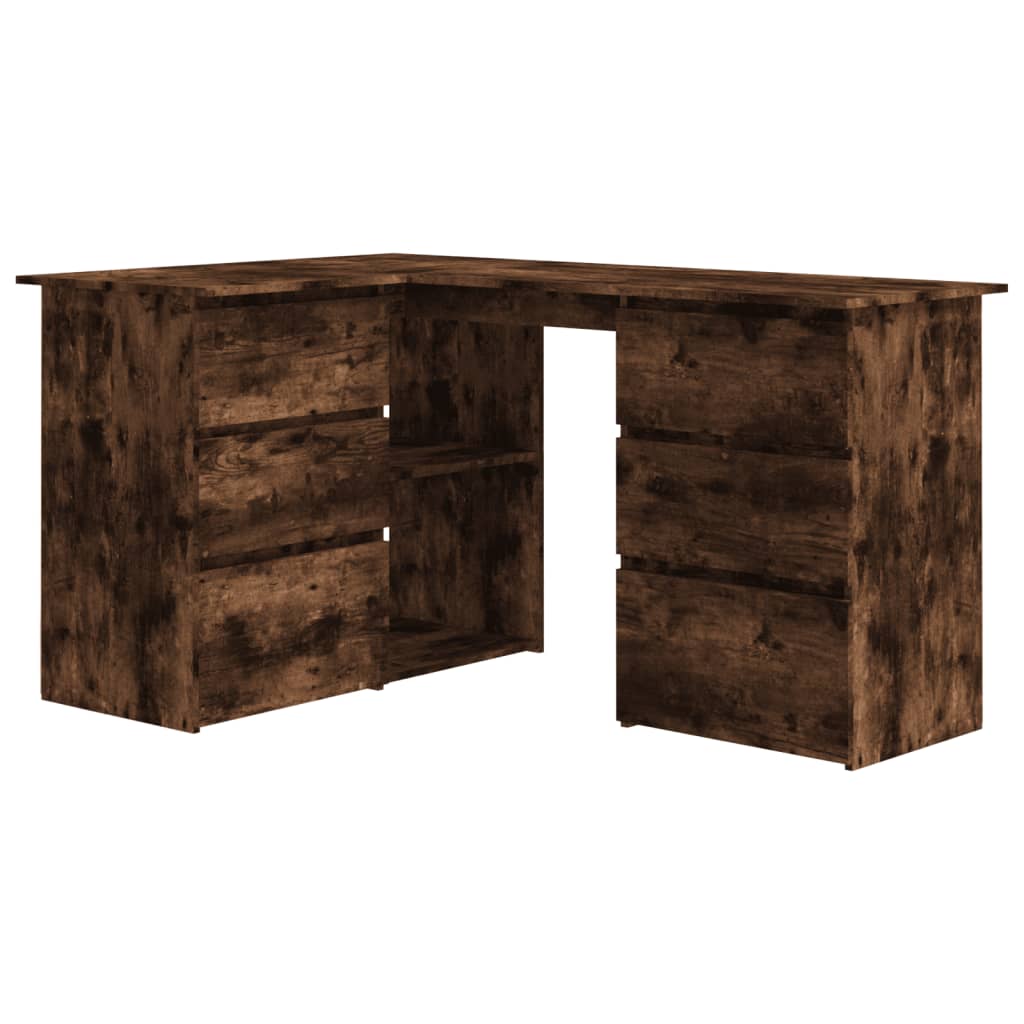 Bureau D'Angle En Bois Marron 145x100x76 Cm – Meuble De Bureau Moderne