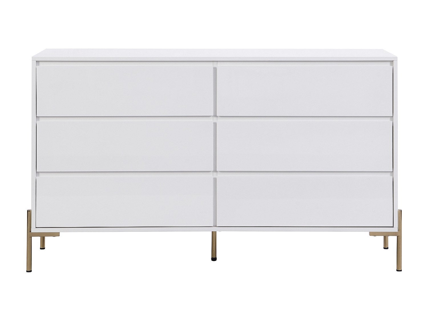 Commode 6 tiroirs - MDF et métal - Blanc laqué et doré - KORASA - 3