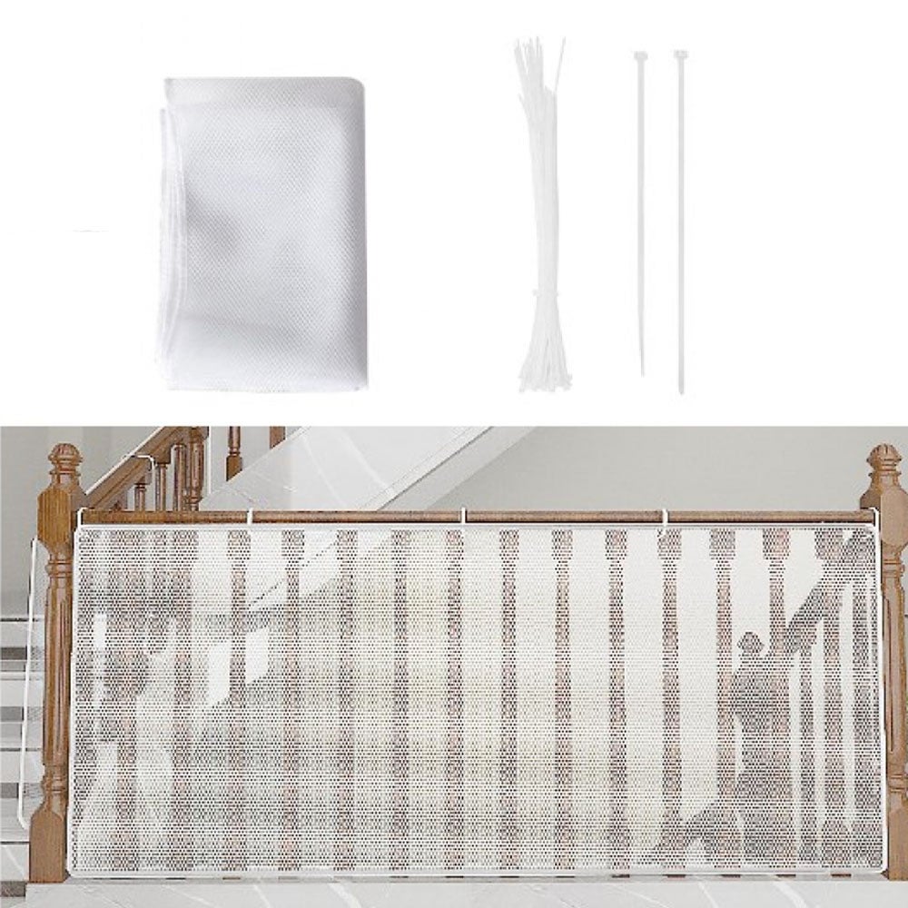 Siatka zabezpieczająca na schody, 3m x 79cm, siatka zabezpieczająca dla dziecka, na balkony i schody, regulowana bramka zabezpieczająca dla kotów i z