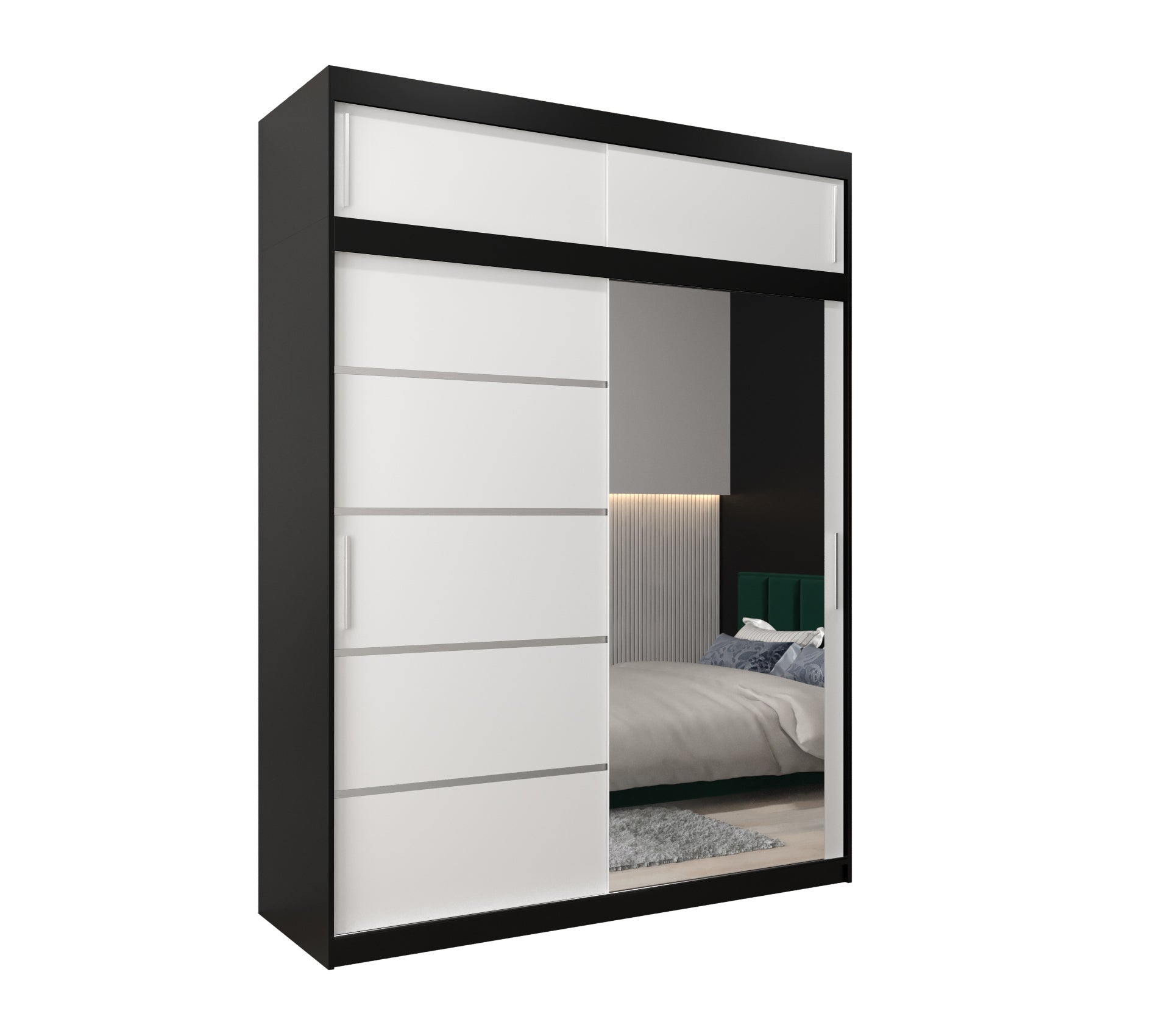 Szafa przesuwna z nadstawką garderoba Verona 2 180 x 62 x 240 cm Czarny + Biały - Abiks Meble
