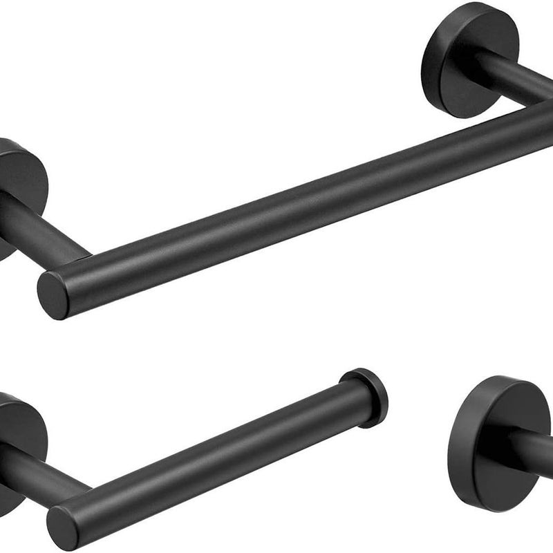 Zestaw akcesoriów łazienkowych 3-częściowy, drążek na ręczniki 30 cm, uchwyt na papier toaletowy, wieszak na ubrania, matowa czerń