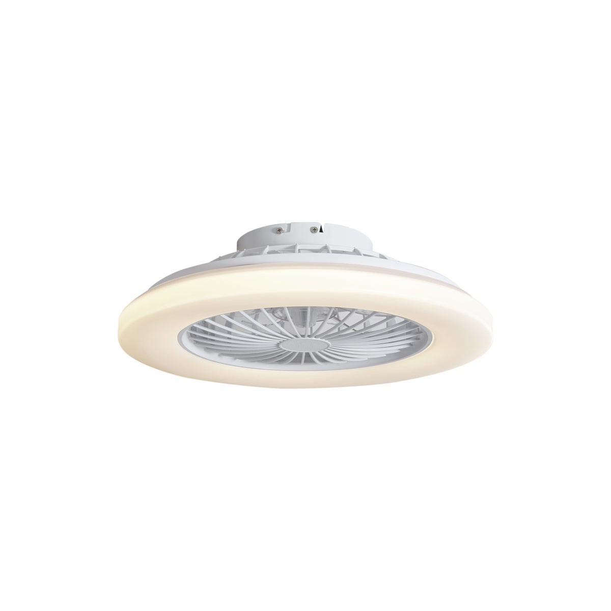 Qazqa nowoczesny wentylator sufitowy - Clemo - biały, okrągły, led zintegrowana 48w zestawie, 3000k - 6500k, z pilotem, 48.5cm