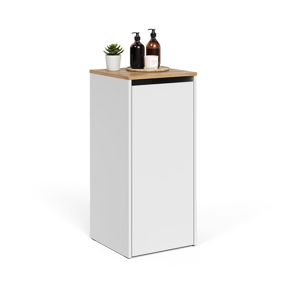 Vicco Armoire de salle de bain Viktor, Blanc/Artisan, 40.2x88.2cm avec panier à linge - 5