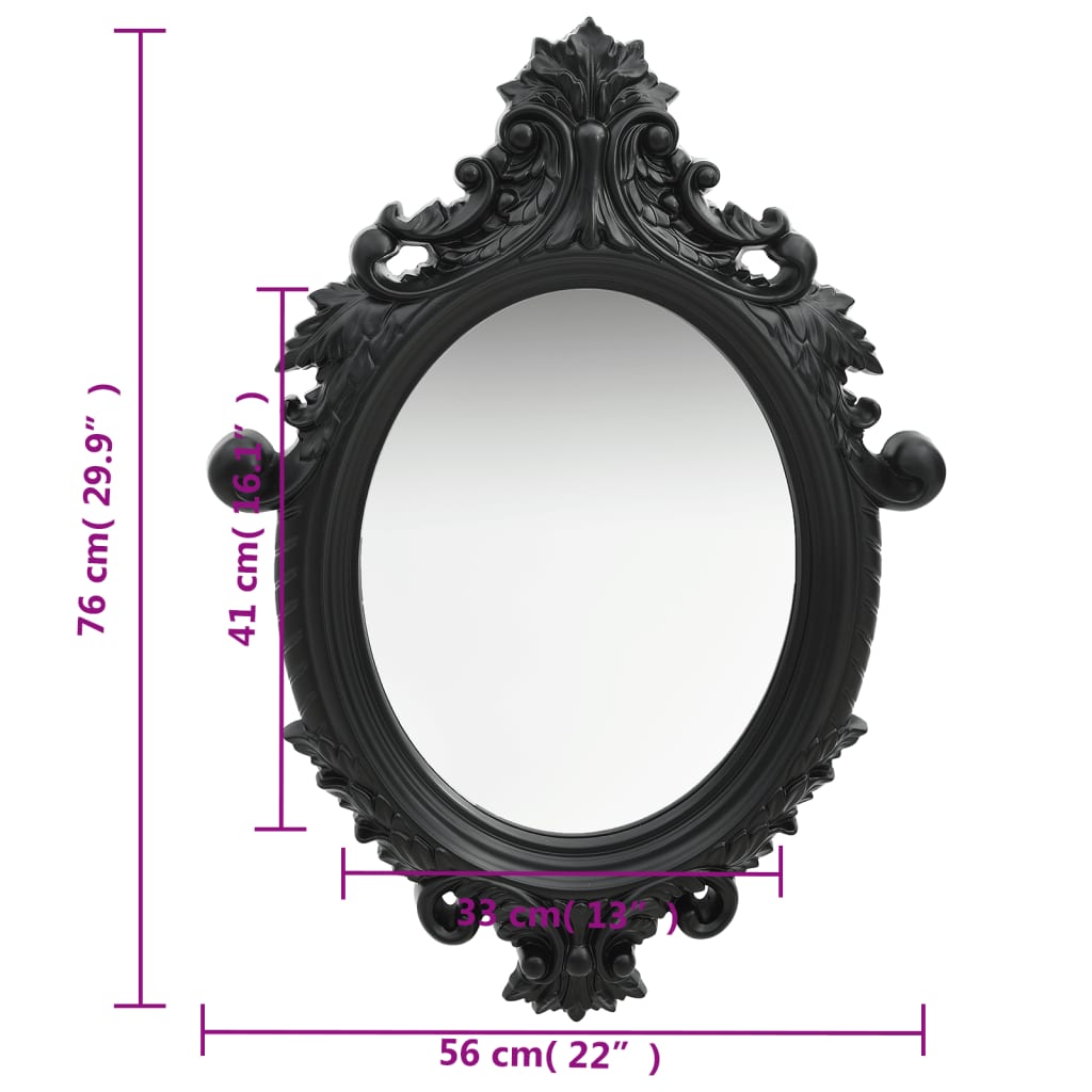 Espelho de parede estilo castelo preto 56x76 cm- COMFORTXL - 5