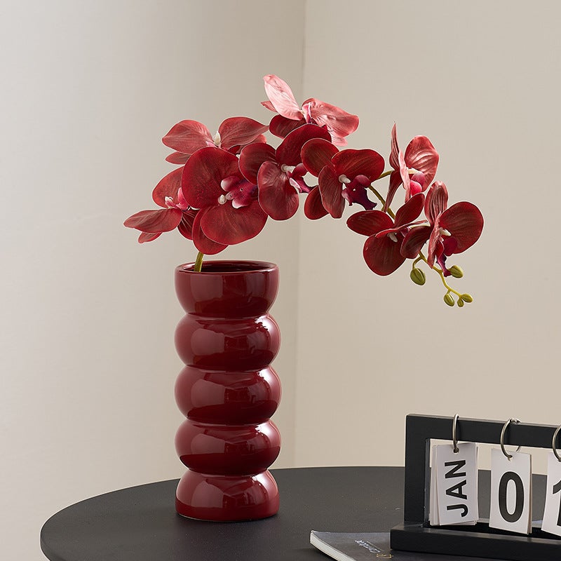 Vase en céramique de style nordique, vase d'art minimaliste et tendance pour les nouveaux intérieurs, 23,5 x 10 cm - 3