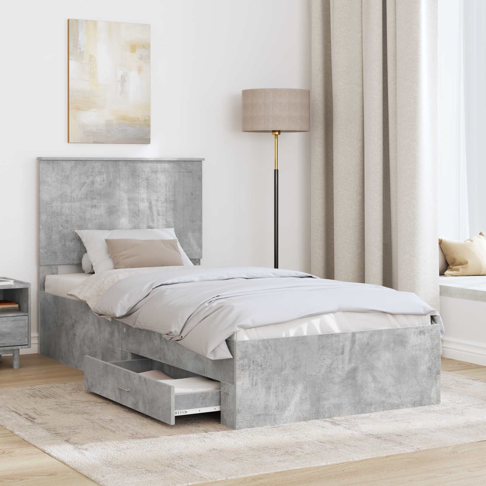 Maison Exclusive - Estrutura da Cama Cinzento 90 x 190 cm Derivados de ...