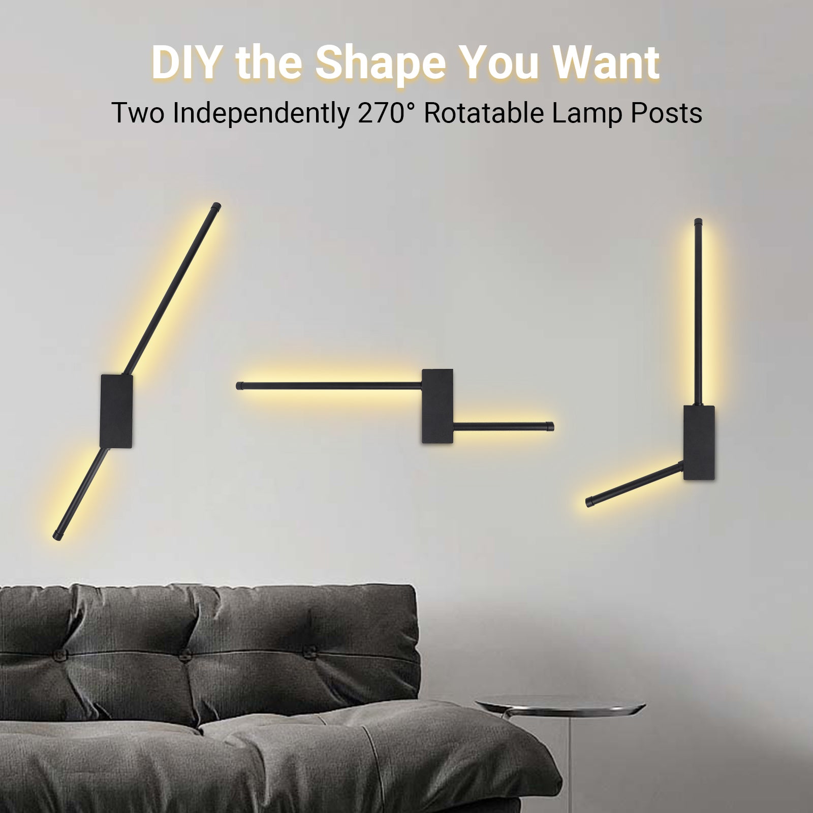 Bezprzewodowa Lampa Ścienna Wnętrz Z Pilotem I Przełącznikiem Dotykowym, 2 Pack 5000mAh LED Lampa Ścienna Ładowana USB 3 barwy światła, Timer 71CM - 7