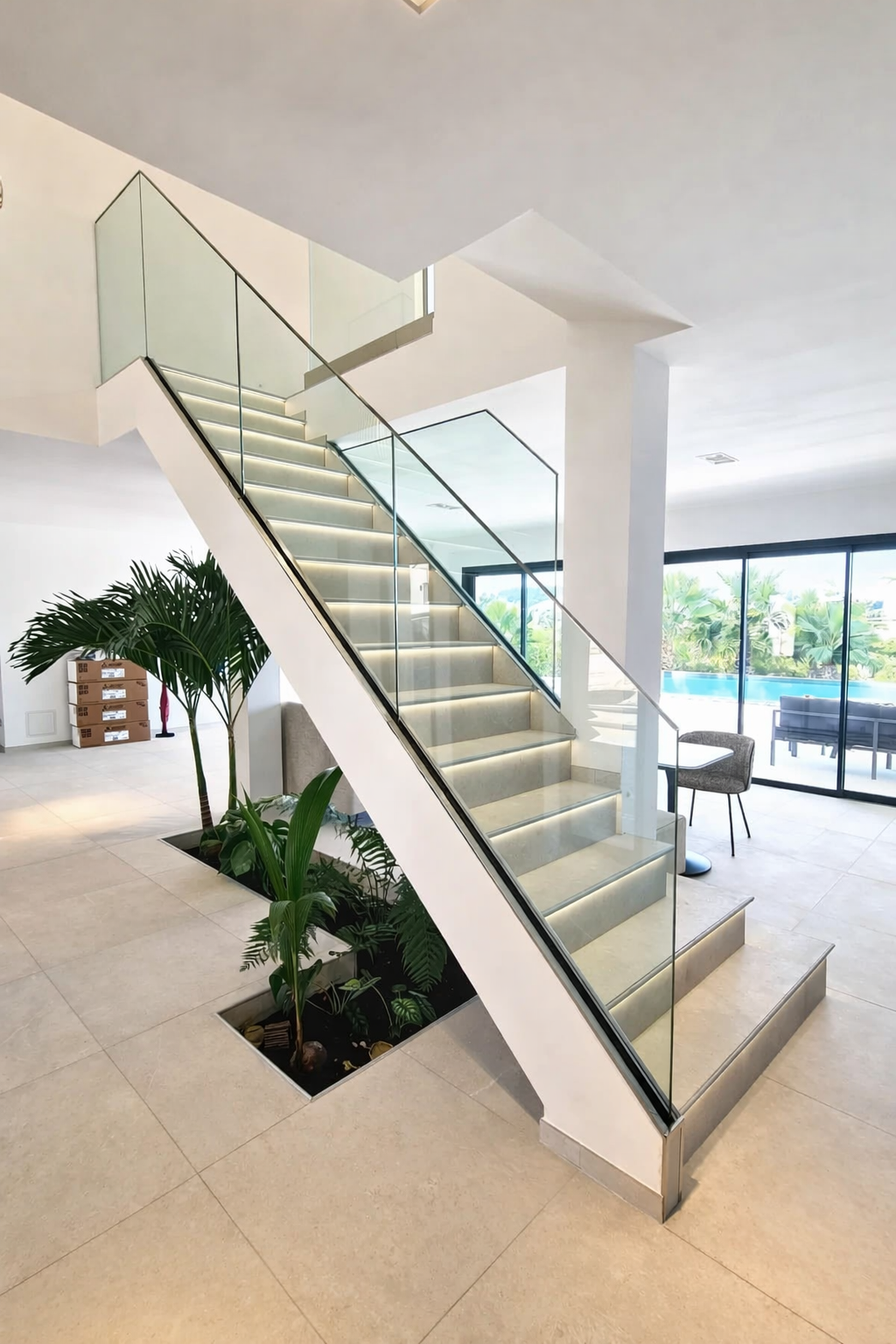 GARDE-CORPS ESCALIER EN VERRE / VITRE - ALUMINIUM - AU ML - 2
