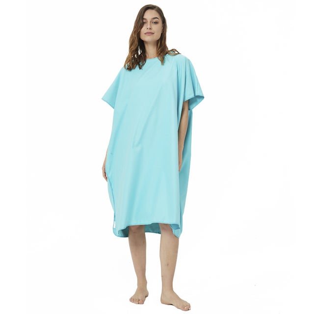 Poncho de surf, pour femmes, hommes, adultes et adolescents, poncho de bain ultra-léger et à séchage rapide,poncho-serviette en microfibre(Bleu clair)