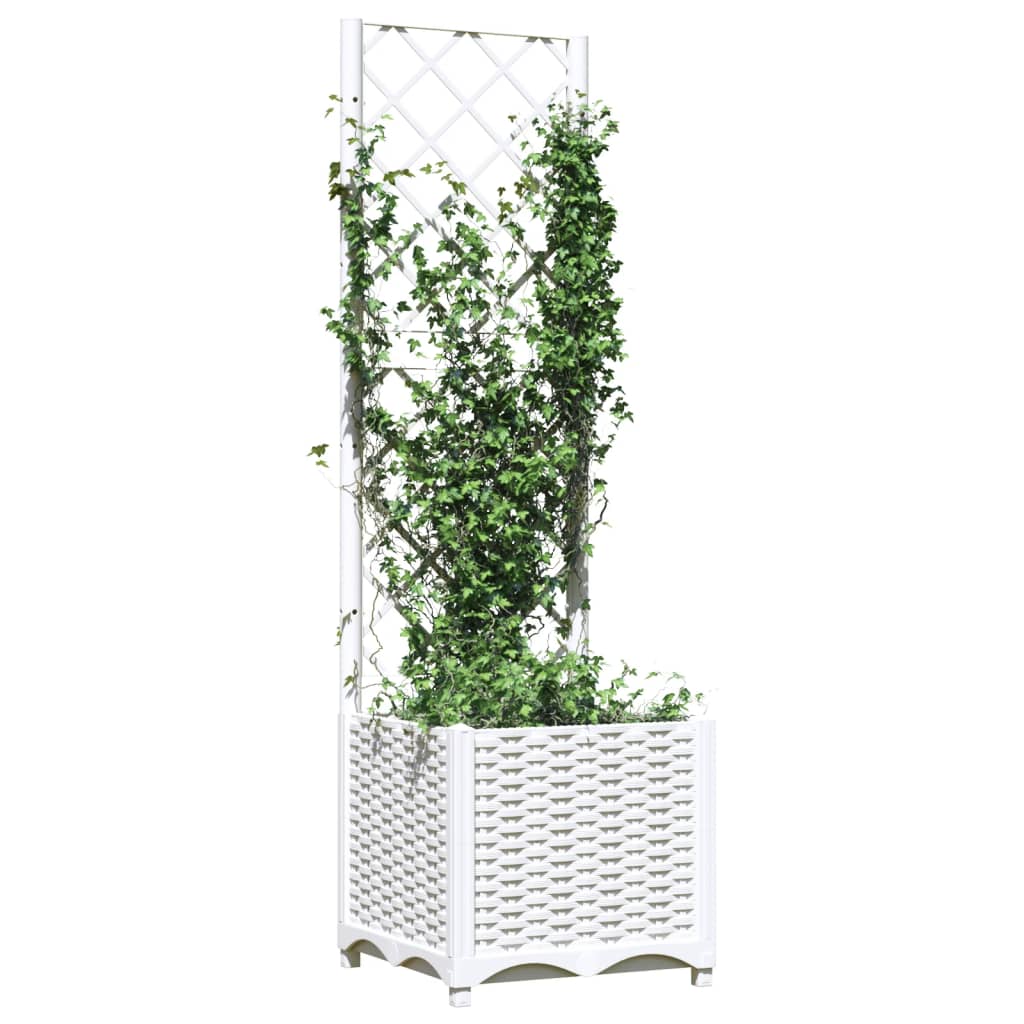 Maison Exclusive - Vaso/floreira jardim c/ treliça 40x40x136 cm PP branco - 3