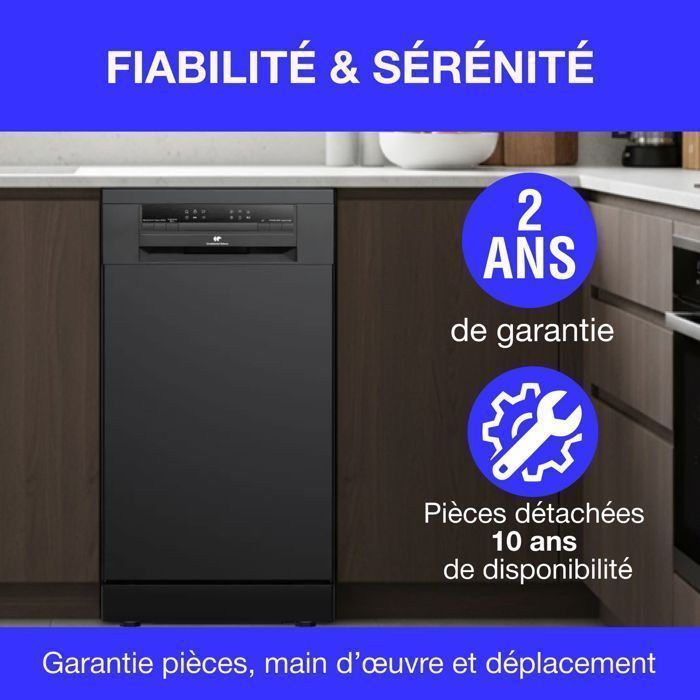 Lave vaisselle pose libre Continental Edison CELV1145B noir 11 couverts 45 cm - 7