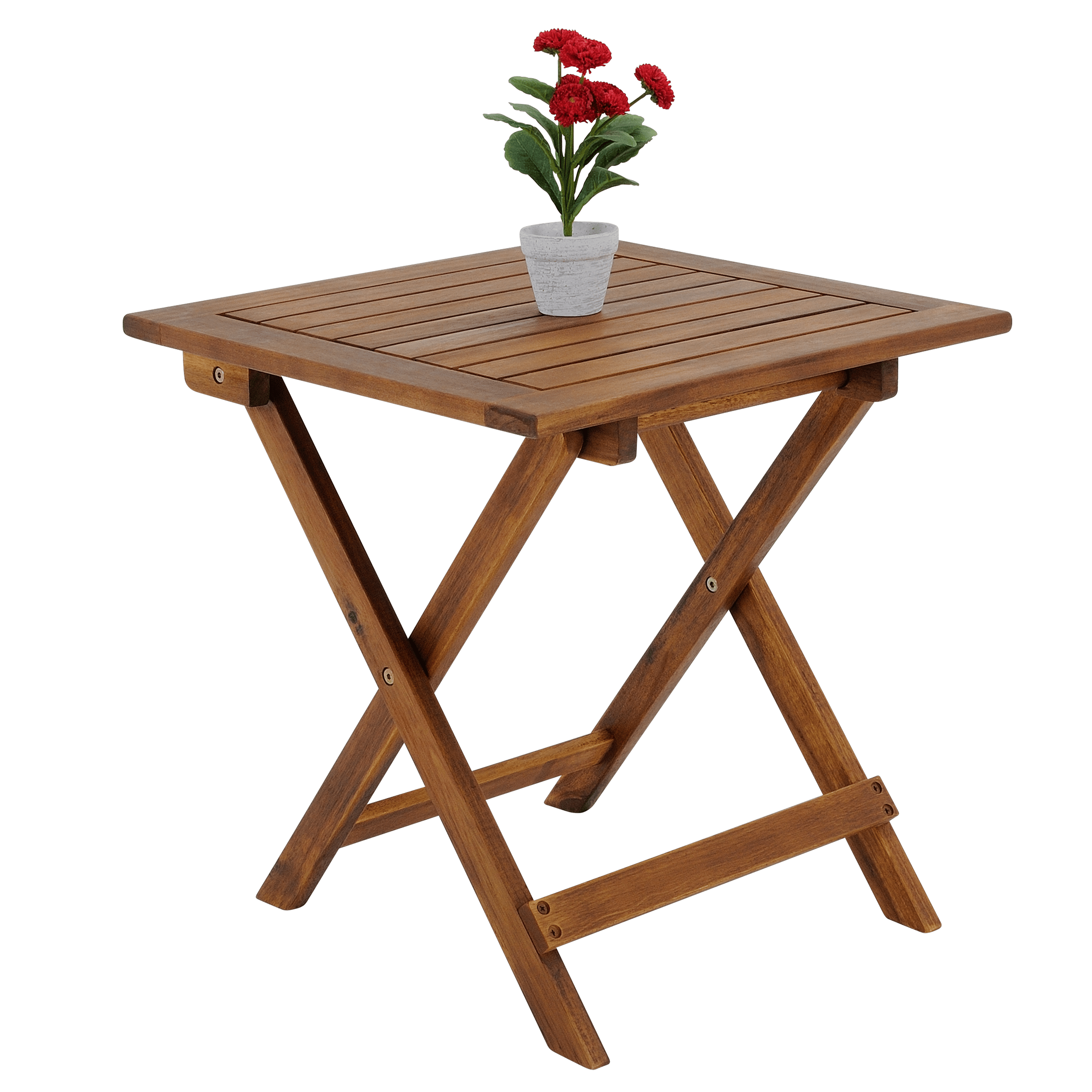 Table d'appoint de jardin en bois d'acacia 46x46cm pliable - 6