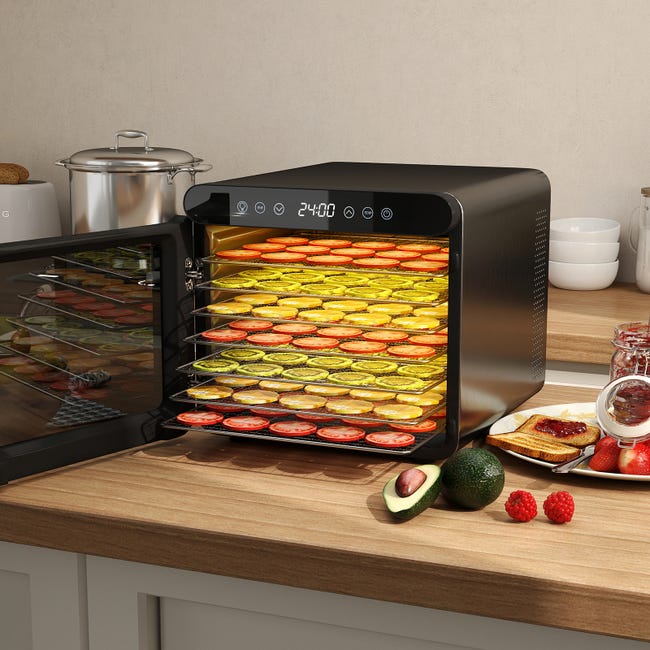 Déshydrateur Alimentaire COSTWAY 10 Plateaux Inox - 10 Programmes Préréglés, Minuterie 48h, Température 30-75°C - Pour Fruits, Viandes, Légumes, Herbes