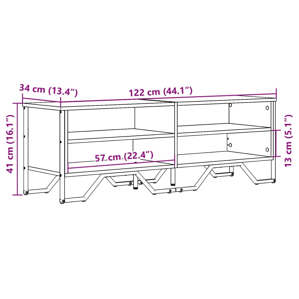 Maison Exclusive - Meuble TV noir 122x34x41 cm bois d'ingénierie - 9