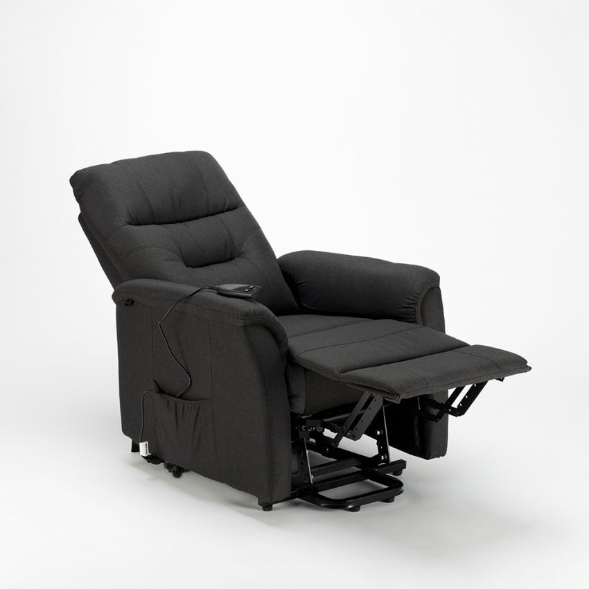 Fauteuil relax électrique inclinable en tissu avec roues et releveur Marie - 3
