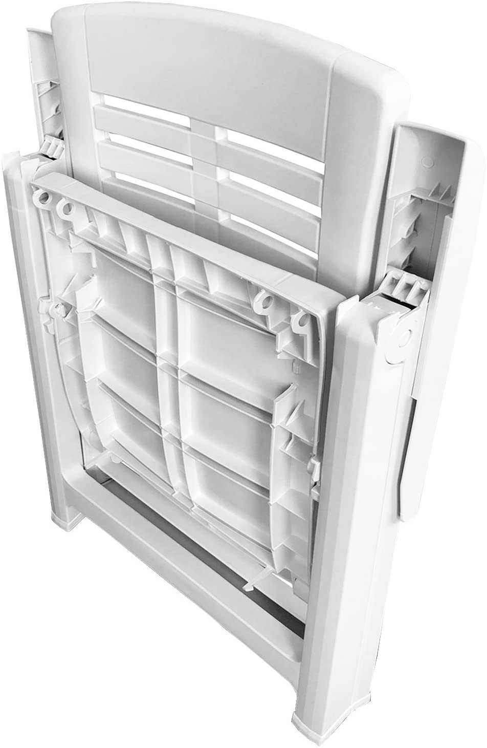 Baroni Home Sedia Pieghevole Con Struttura In Acciaio E PVC, Seduta Salvaspazio Richiudibile Con Piedini E Maniglia, Da Viaggio, Cucina, Soggiorno, Camera Da Letto, 74x43x49 Cm 8 Pezzi, Bianco - 2