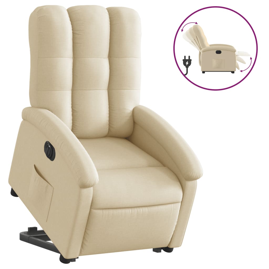 Fauteuil de Salon,Chaise,Fauteuil inclinable électrique crème tissu