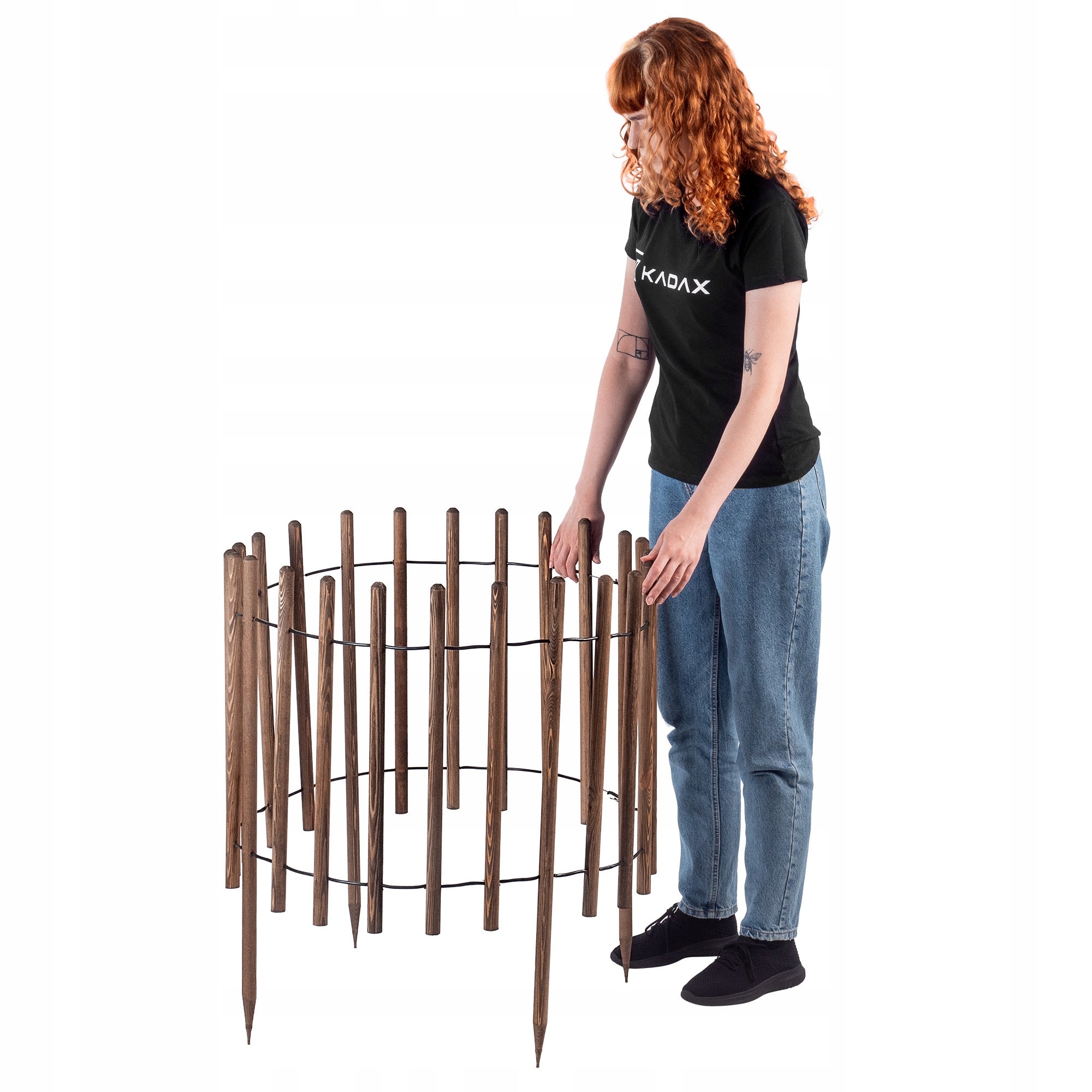Bordo per palizzata da giardino KADAX 230 cm, recinzione per prato in legno, marrone - 5