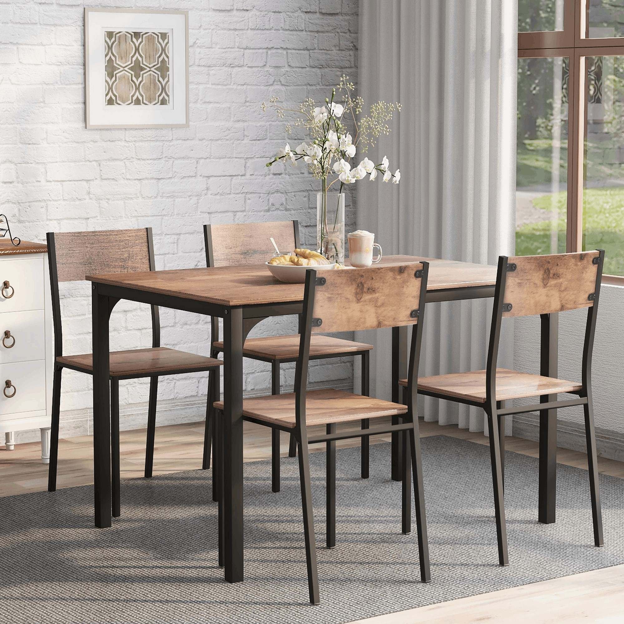 Odoria 1/12 Miniatura Tavolo di Legno Bianco con 4 Sedie Accessori per Mobili di Casa Delle Bambole