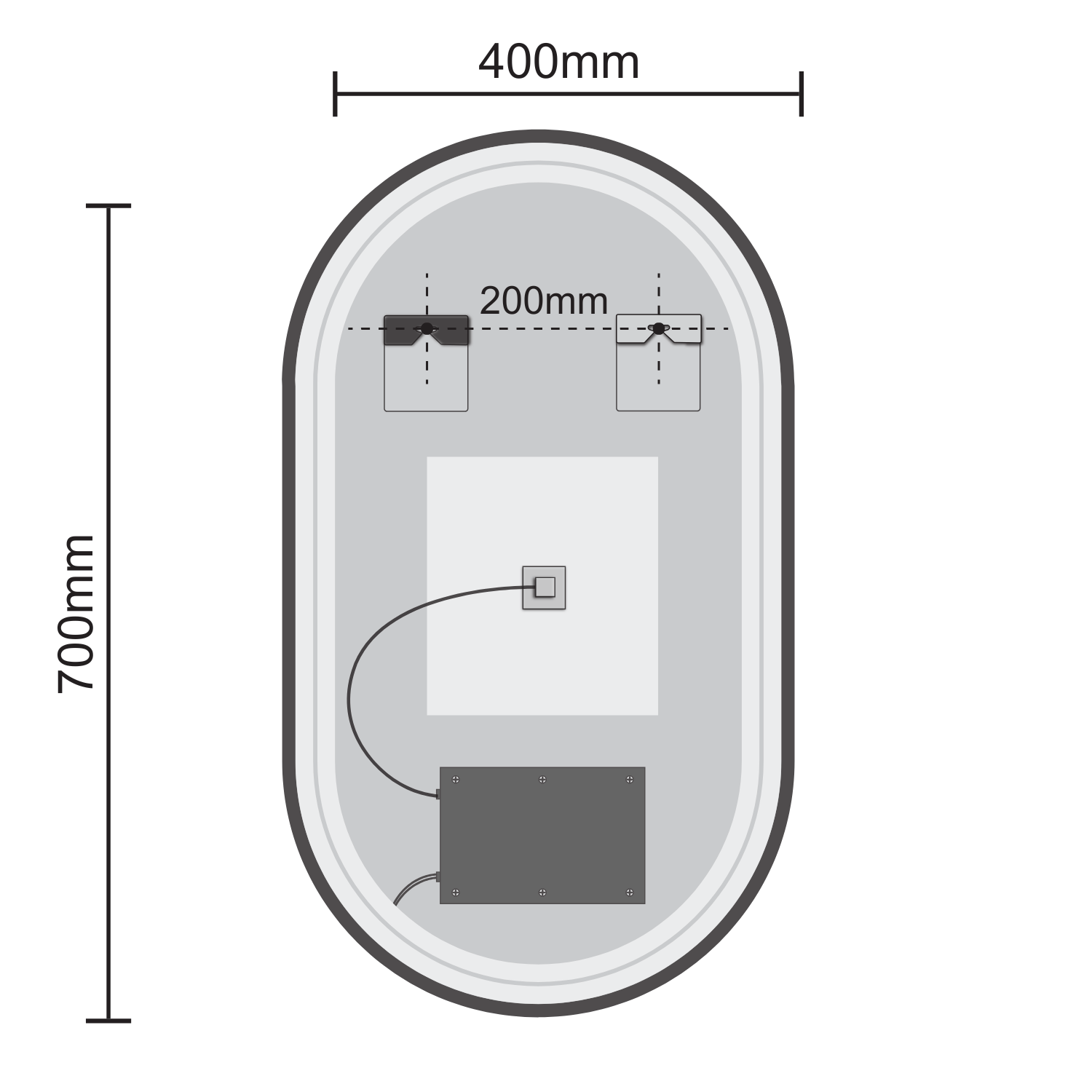 LOMAZOO Miroir de salle de bain ovale avec éclairage - 40 x 70 cm - Genève - 7