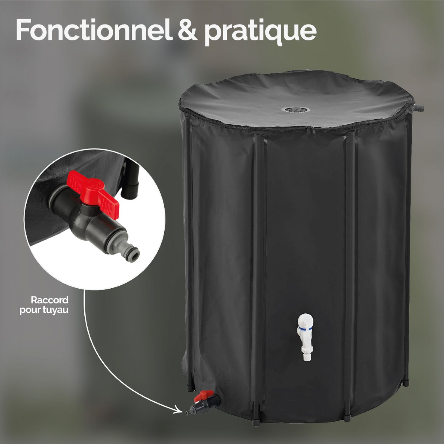 Raccord, connecteur de tuyau pour récupérateur d'eau de pluie - Linxor - 2
