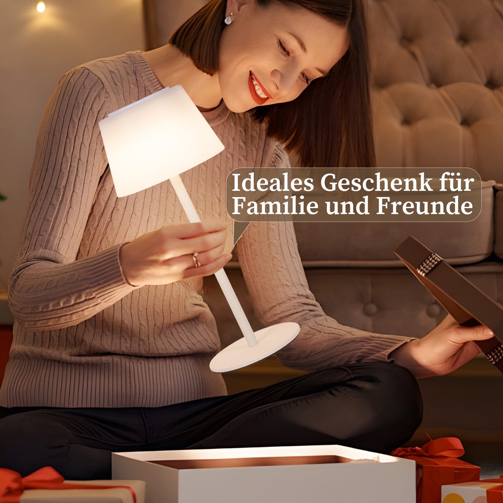 NETTLIFE Abajur de mesa sem fio, abajur de cabeceira com bateria LED com controle de toque e bateria recarregável USB branca de 3600 mhA - 6