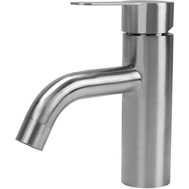 Bateria Łazienkowa Srebrna Bateria Umywalkowa Bateria do Umywalki Bateria Mieszająca do Łazienki ze Stali Nierdzewnej Sterowana Z Wygiętą Wylewką