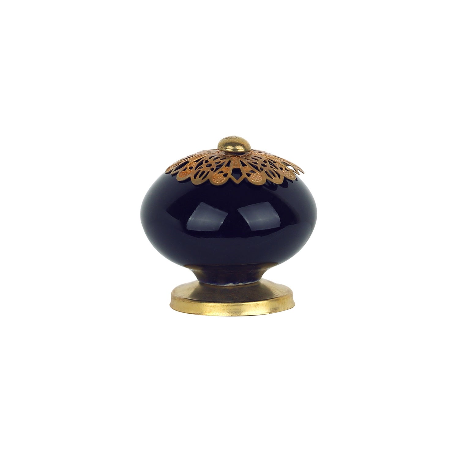 Bouton de meuble JASMINE, Porcelaine bleu Ø40 mm - 5