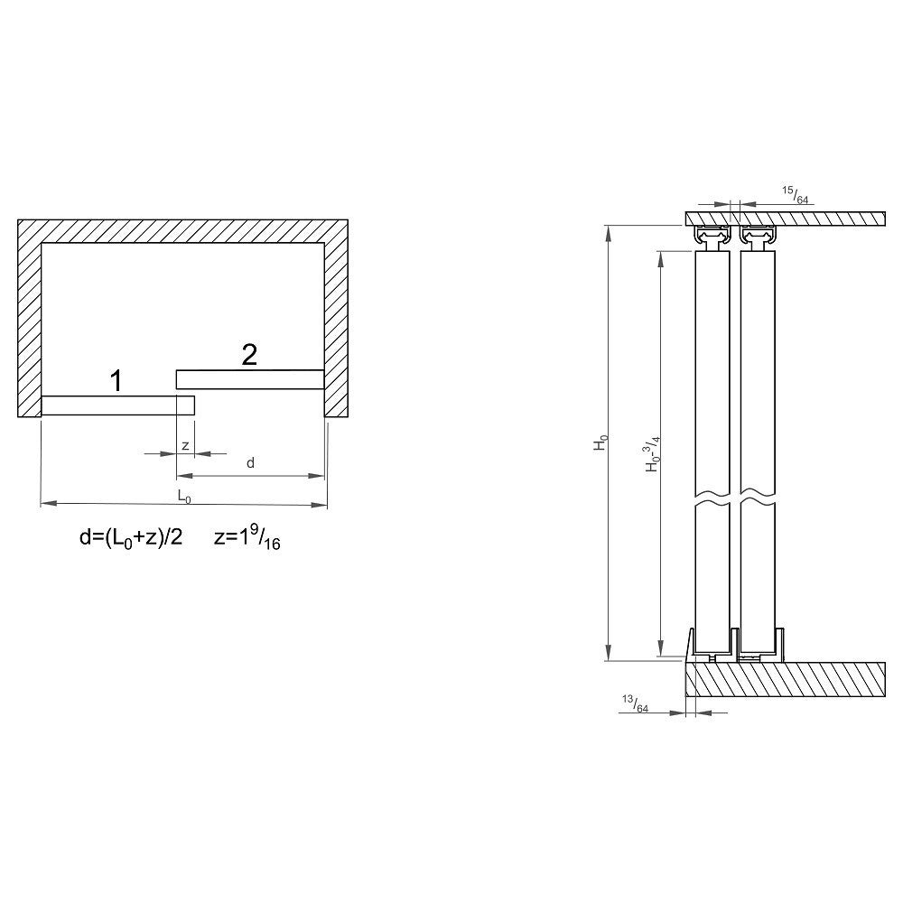 Système coulissant SLID'UP 100 pour 2 portes de placard - rail 1 m - 9 kg - 8