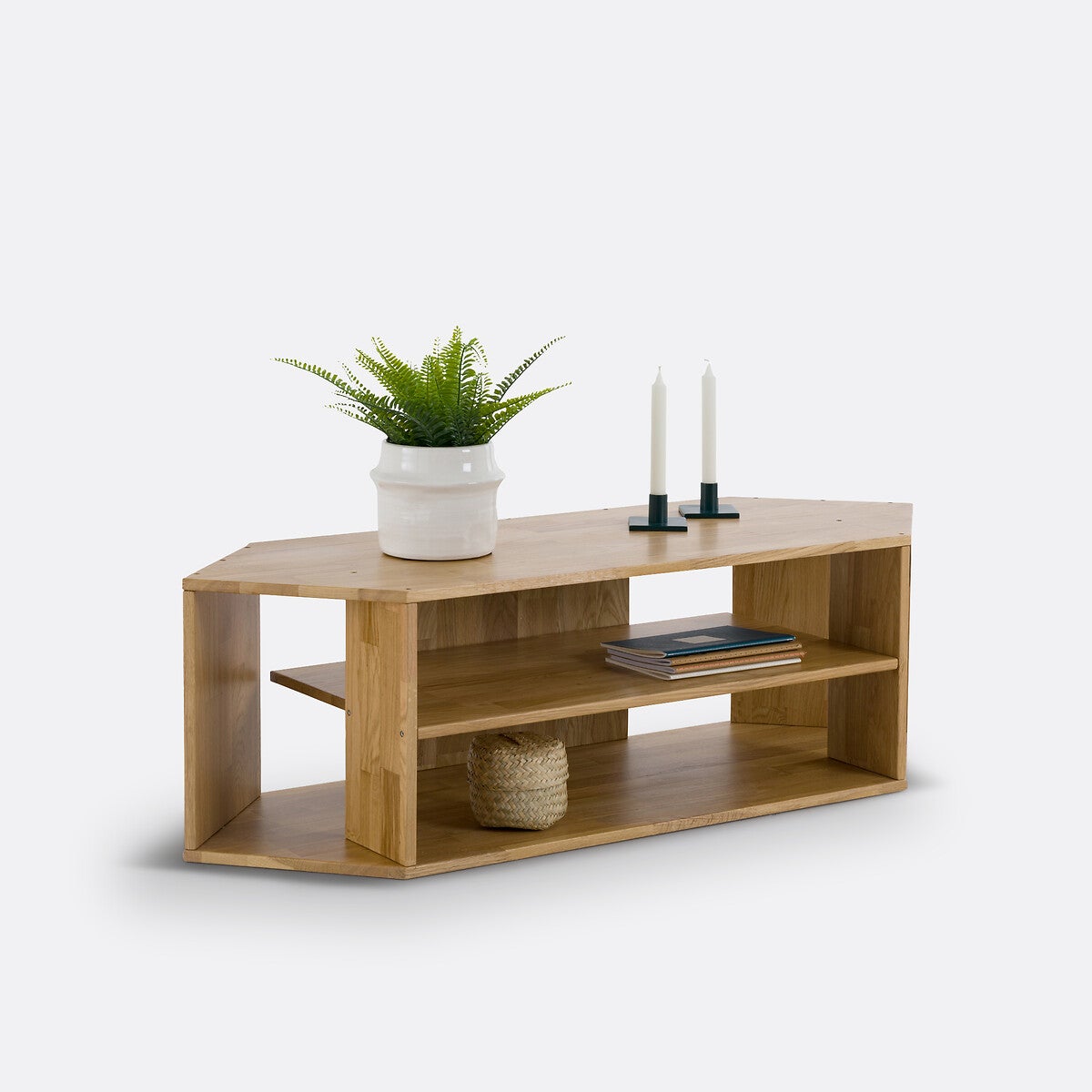 Meuble TV d'angle chêne massif, Edgar - Chêne - taille unique - 3