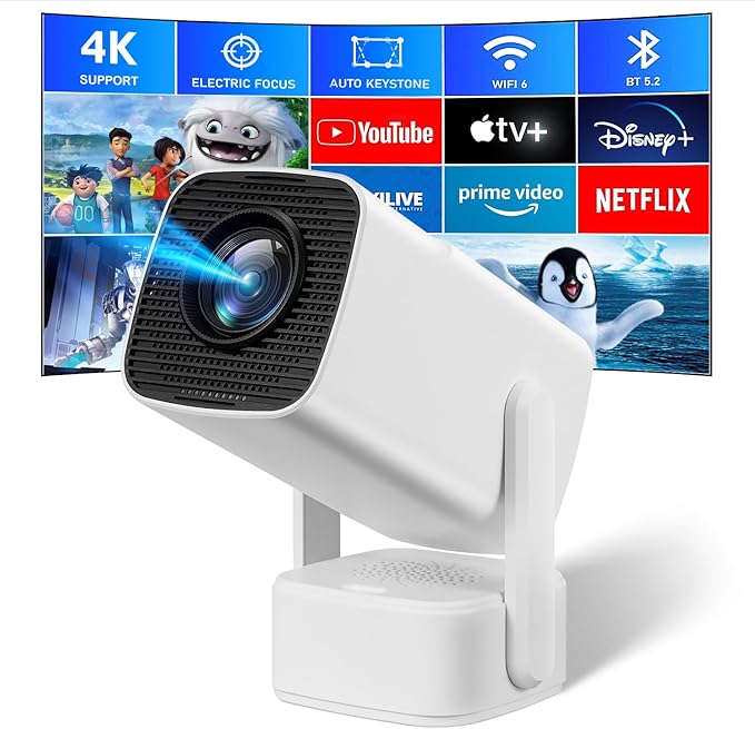 Vidéoprojecteur Portable 4K Certifié Netflix - Full HD 1080P, Luminosité 700 ANSI, WiFi Bluetooth, Contrôle Vocal AI