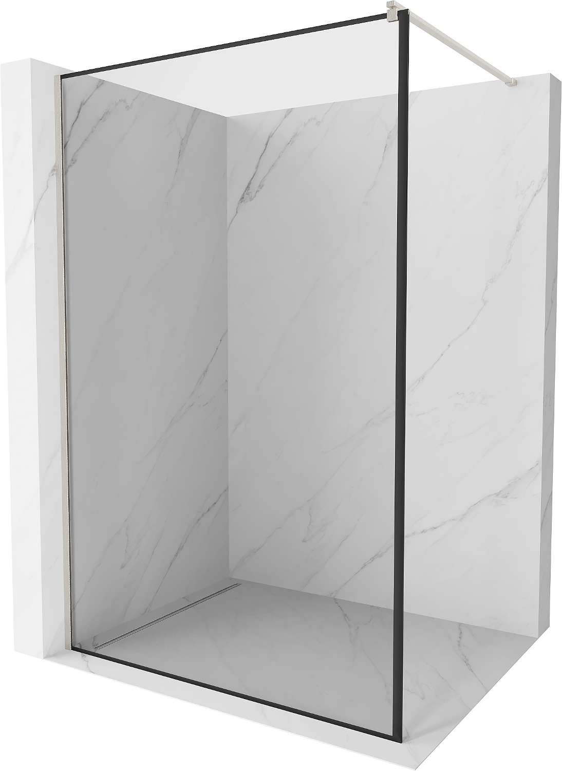 Mexen Kioto ścianka prysznicowa Walk-in 140 x 200 cm, czarna ramka 8 mm, nikiel szczotkowany - 800-140-101-97-70