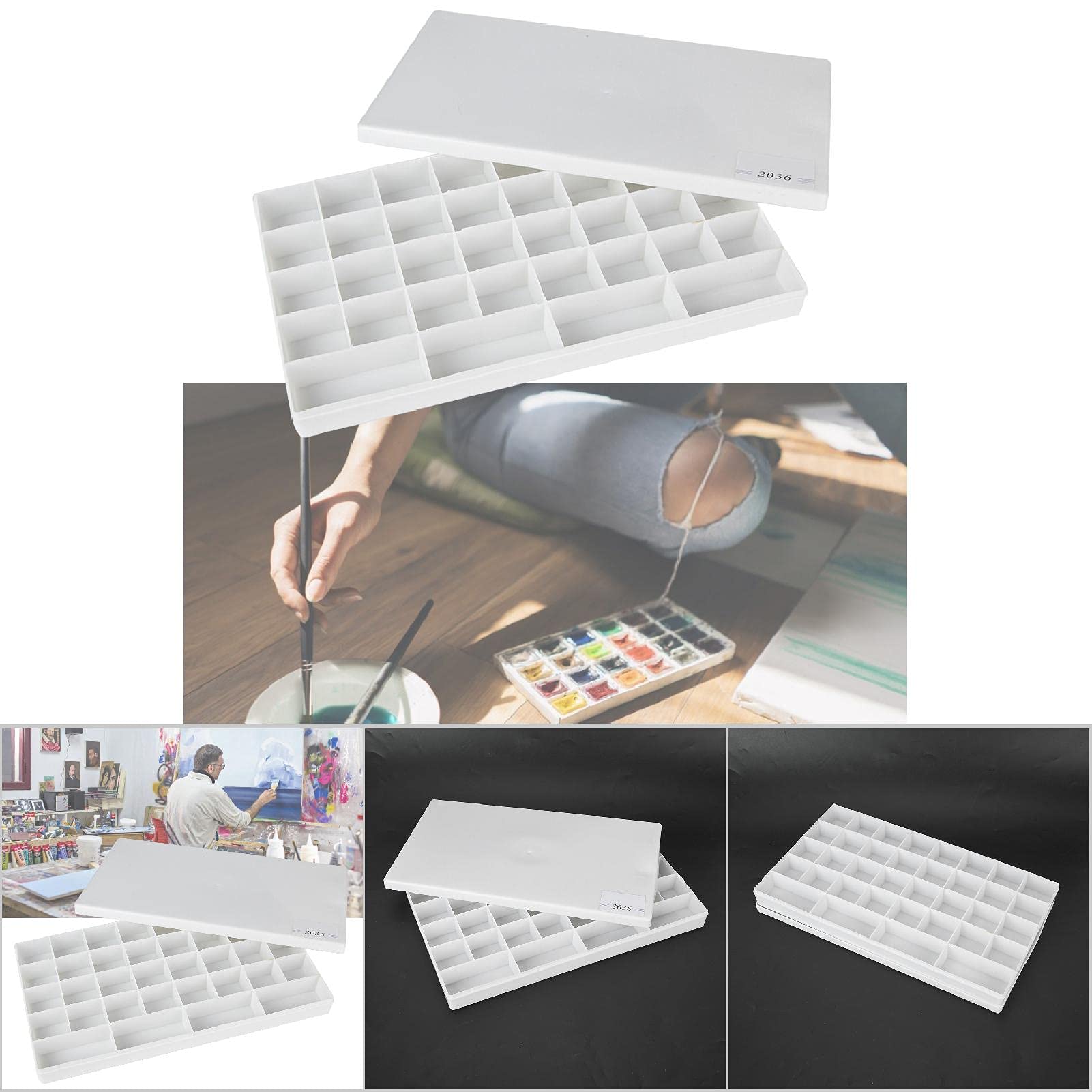 Boîte de peinture pigmentée carrée Palette de mélange de couleurs Aquarelle Gouache Acrylique Fournitures d'art applicables Dessin Peinture pigmentée - 2