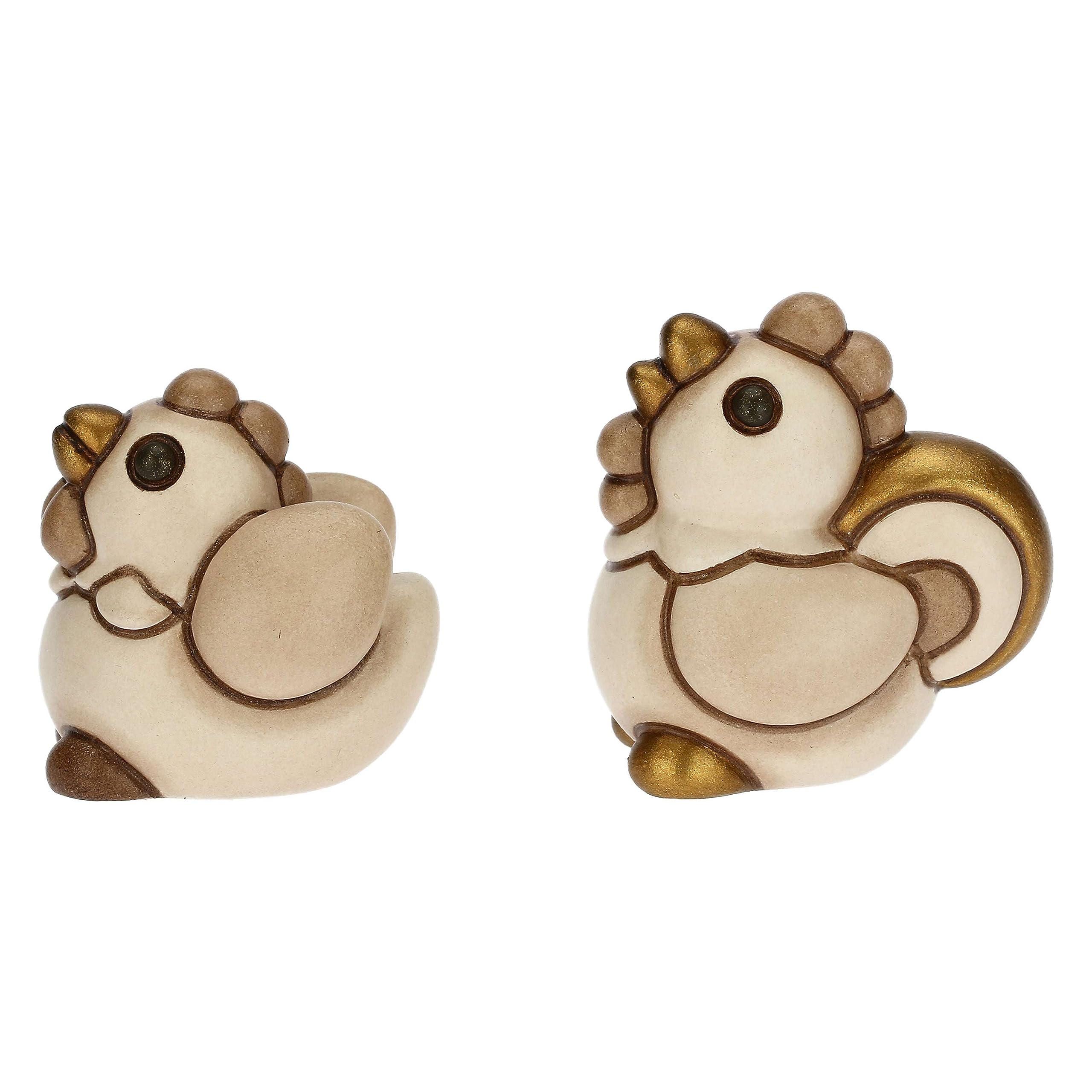 THUN - Set Gallo e Gallina in Ceramica Decorata a Mano, Linea Presepe Classico, Decorazioni Natale Casa, Gallo 3.2x2.4x3.5, Gallina 3x2.4x3 cm h - 2