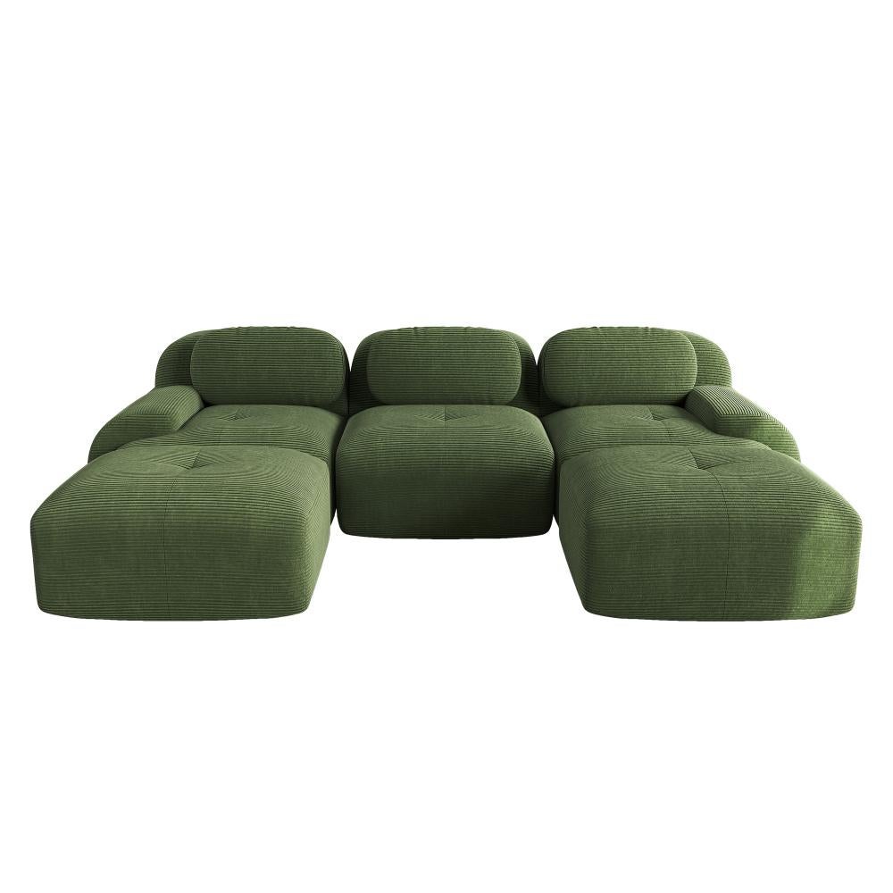 Canapé modulaire en U en tissu côtelé premium, sans montage, antidérapant, adapté aux animaux, rembourrage 32D,chambre et bureau - 4