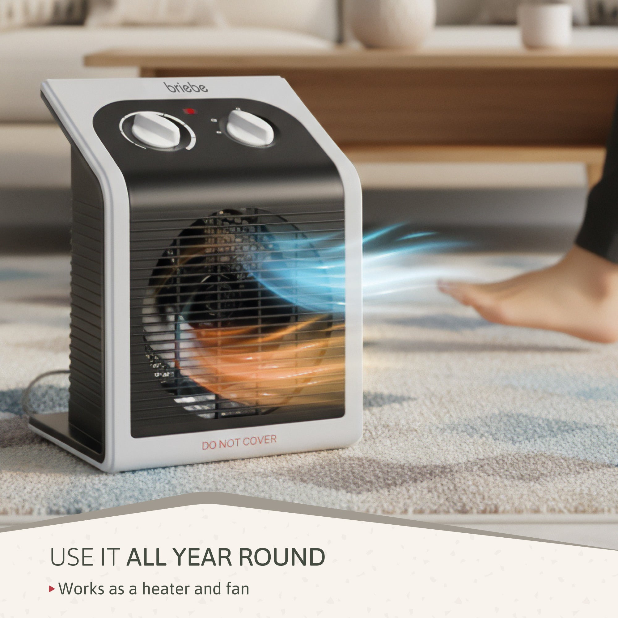 Radiateur Soufflant, Chauffage D'Appoint Électrique Avec Thermostat Réglable Briebe Noir HT1182 2000 W - 6