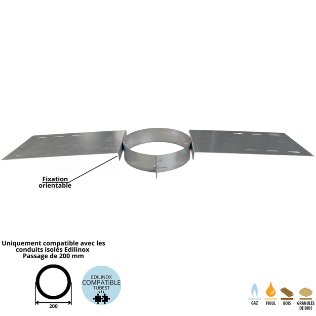 Support au toit conduit double paroi isolé Edilinox - Diamètre 150 mm