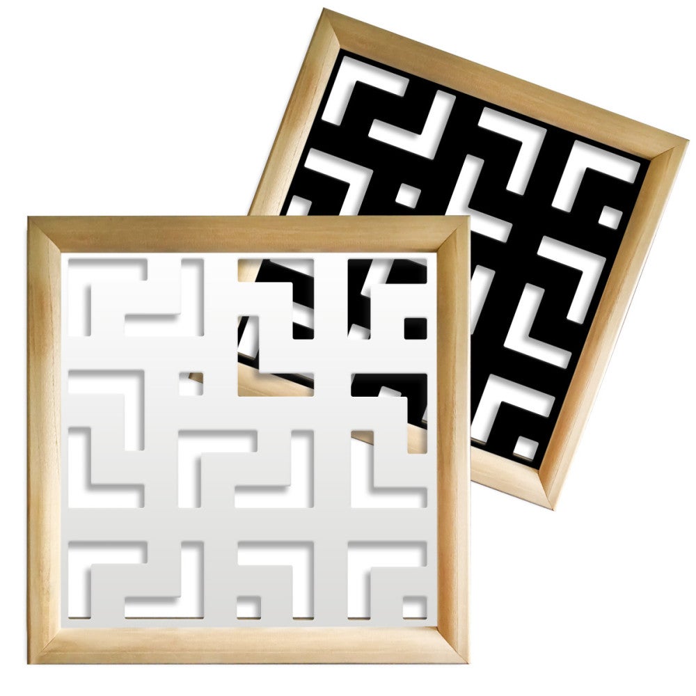 LABYRINTH L - Módulos Decorativos Cuadrados de Madera y PVC - medida 73x73 cm - Espesor 64 mm - color interior NEGRO - 2