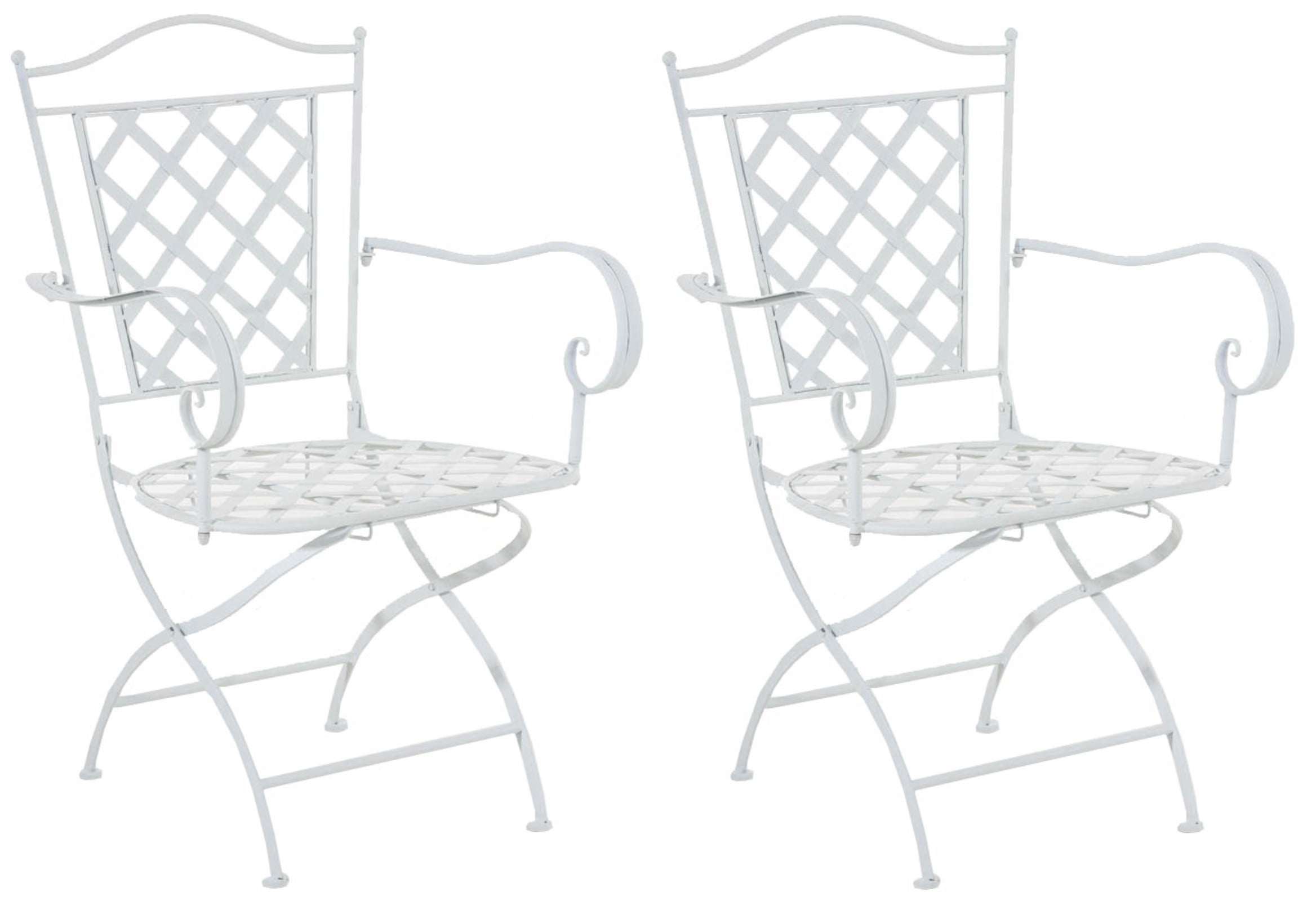 Lot de 2 chaises de jardin avec accoudoirs design rustique en métal
