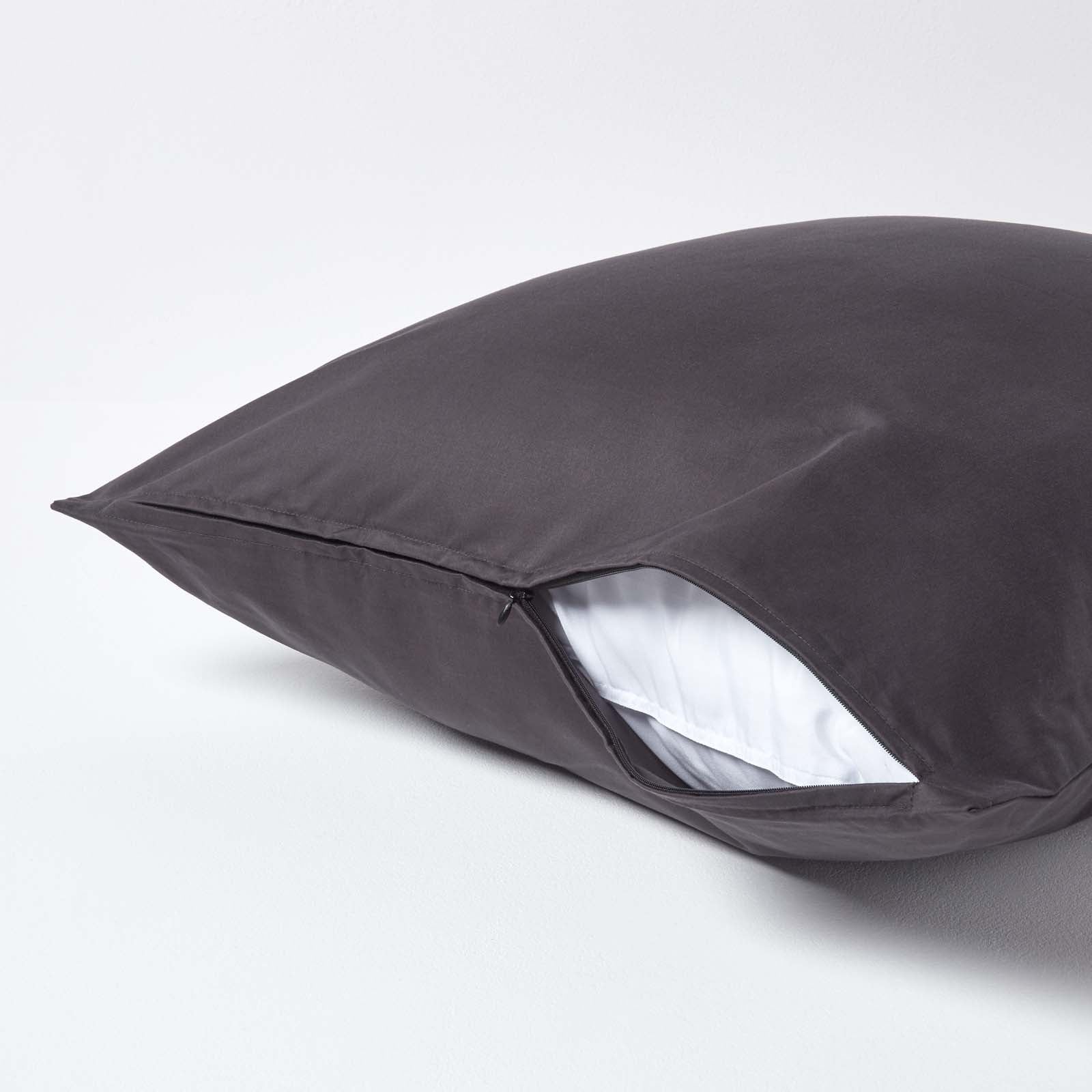 Homescapes Taie d'oreiller Gris foncé 100% coton Egyptien 1000 fils 60x60 - 3