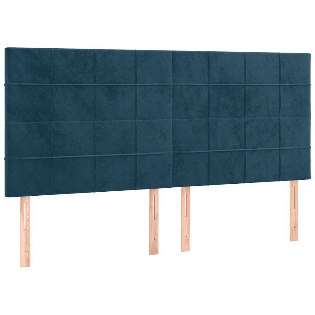 Cadre de lit sans matelas bleu foncé 160 x 200 cm velours - 8