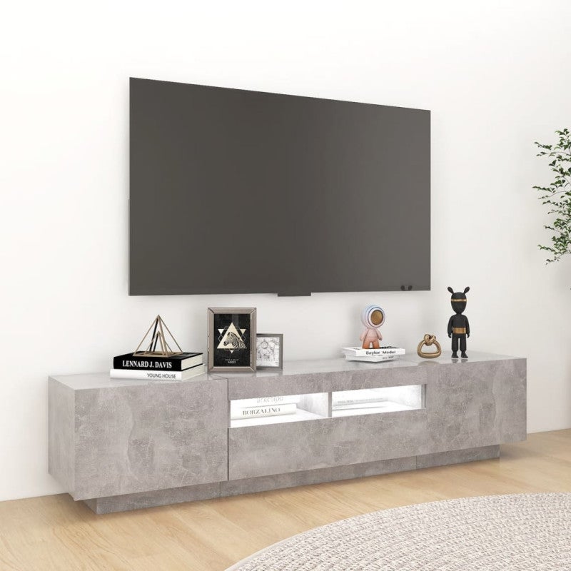 Meuble TV avec lumières LED Gris béton 180x35x40 cm - 5